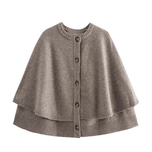 Strick-Cape mit Rundhals