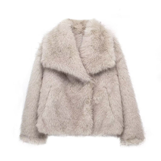 Faux-Fur Kurzjacke mit Fellkragen
