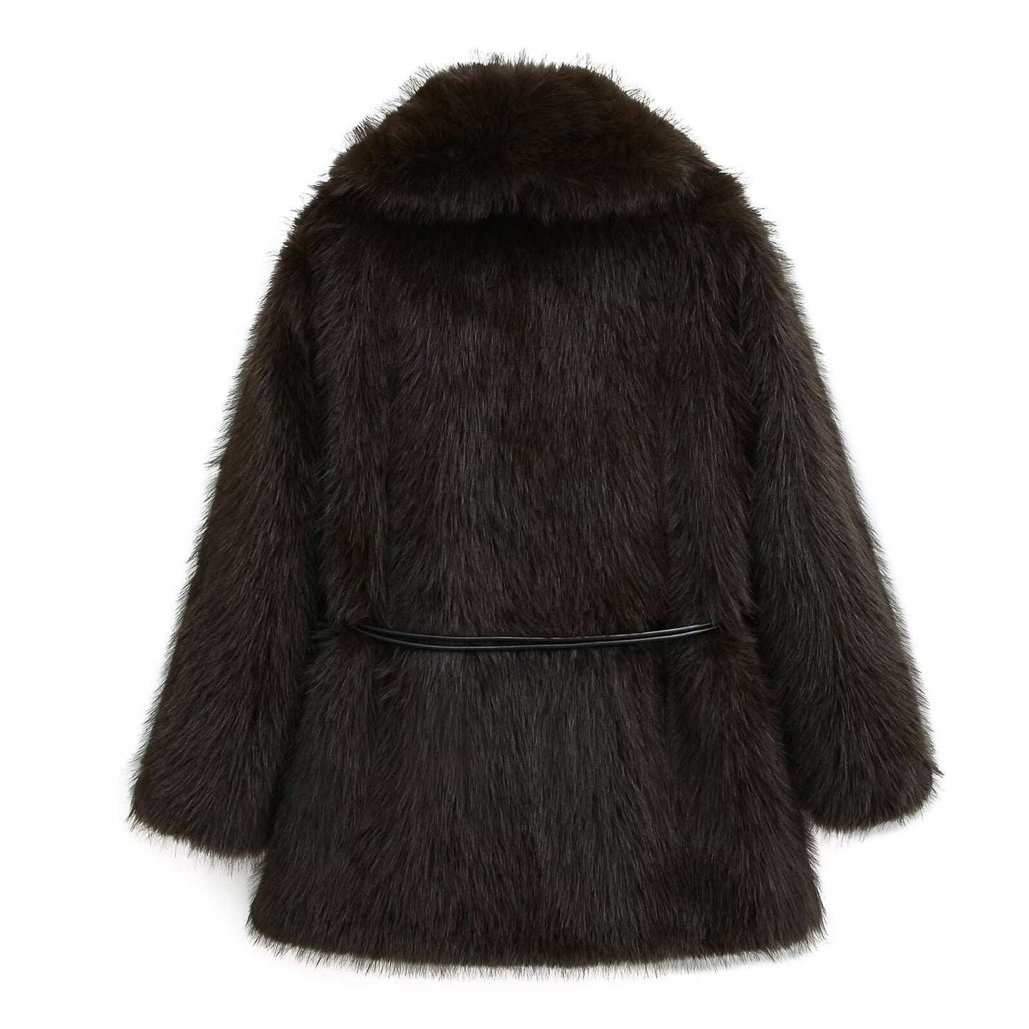 Gürtelmantel aus Kunstfell